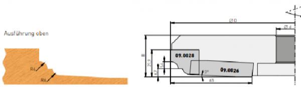 HW Wechselplatten Abplattfräser 2-teilig Set 200x35x30 Z2+2 Aluminium oben (Rechtslauf)